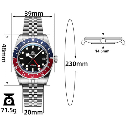 ★Saldi Anniversario★ADDIESDIVE 39mm Orologio al Quarzo BB58 GMT AD2044