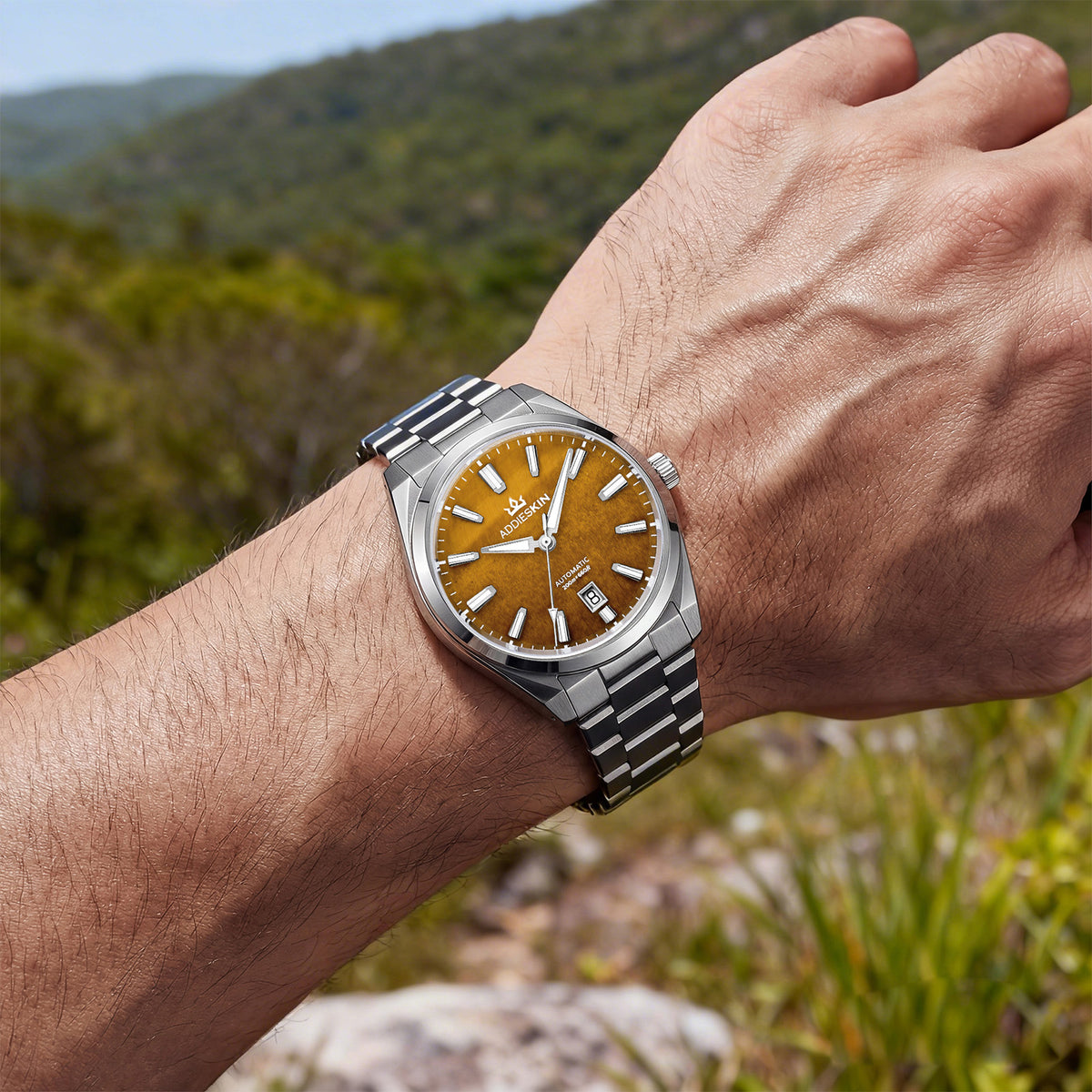 🔥SALDI D'AUTUNNO 🔥 Orologio automatico di lusso AddiesKIN K010 da 40 mm con quadrante in pietra naturale e movimento Miyota 9015