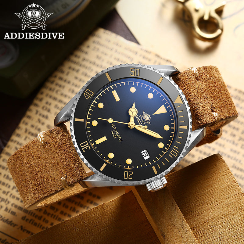 🔥SALDI D'AUTUNNO 🔥ADDIESDIVE® Orologio subacqueo automatico in pelle AD2101
