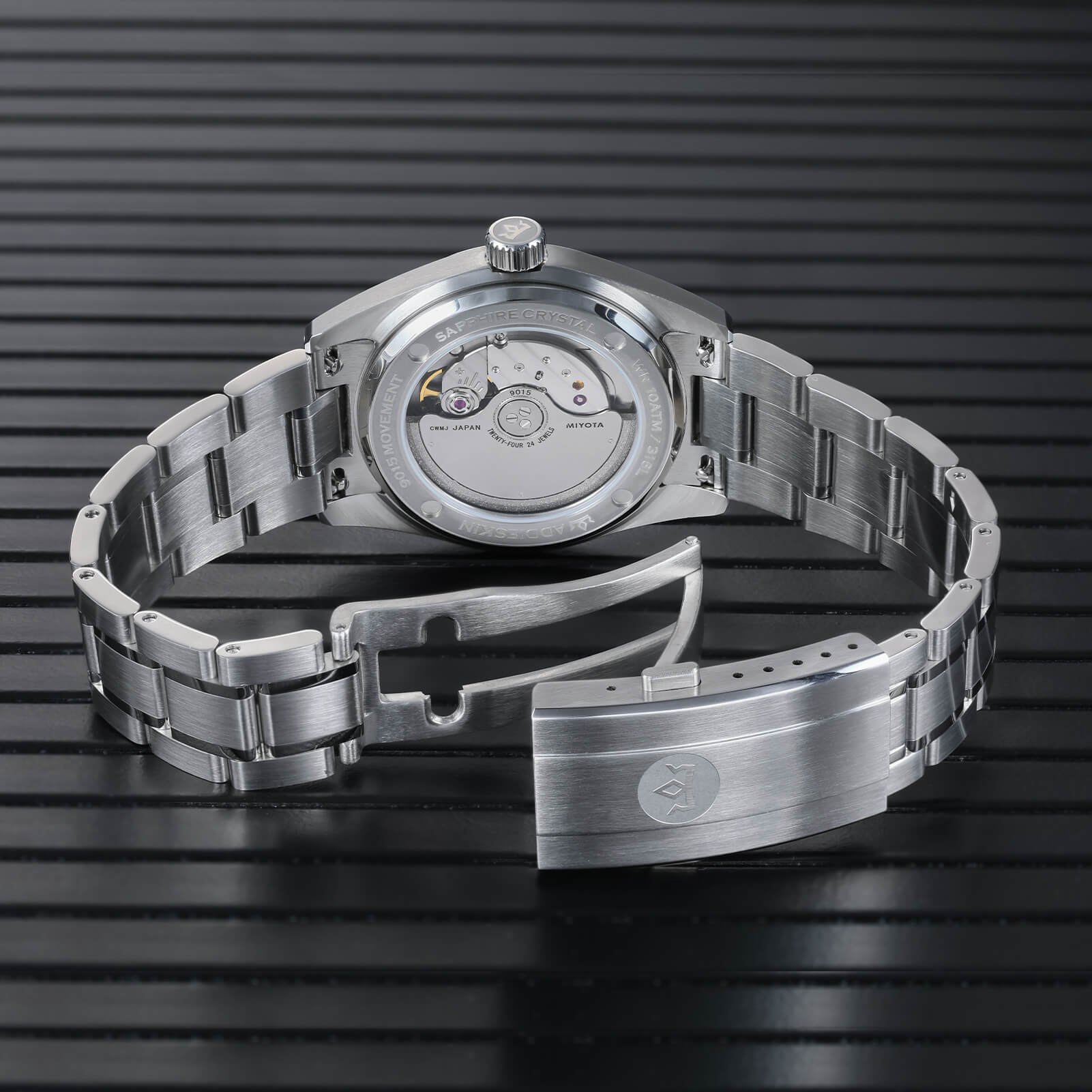 AddiesKIN Orologio da uomo K003 con quadrante effetto ghiaccio crepato, 38 mm, movimento Miyota 9015