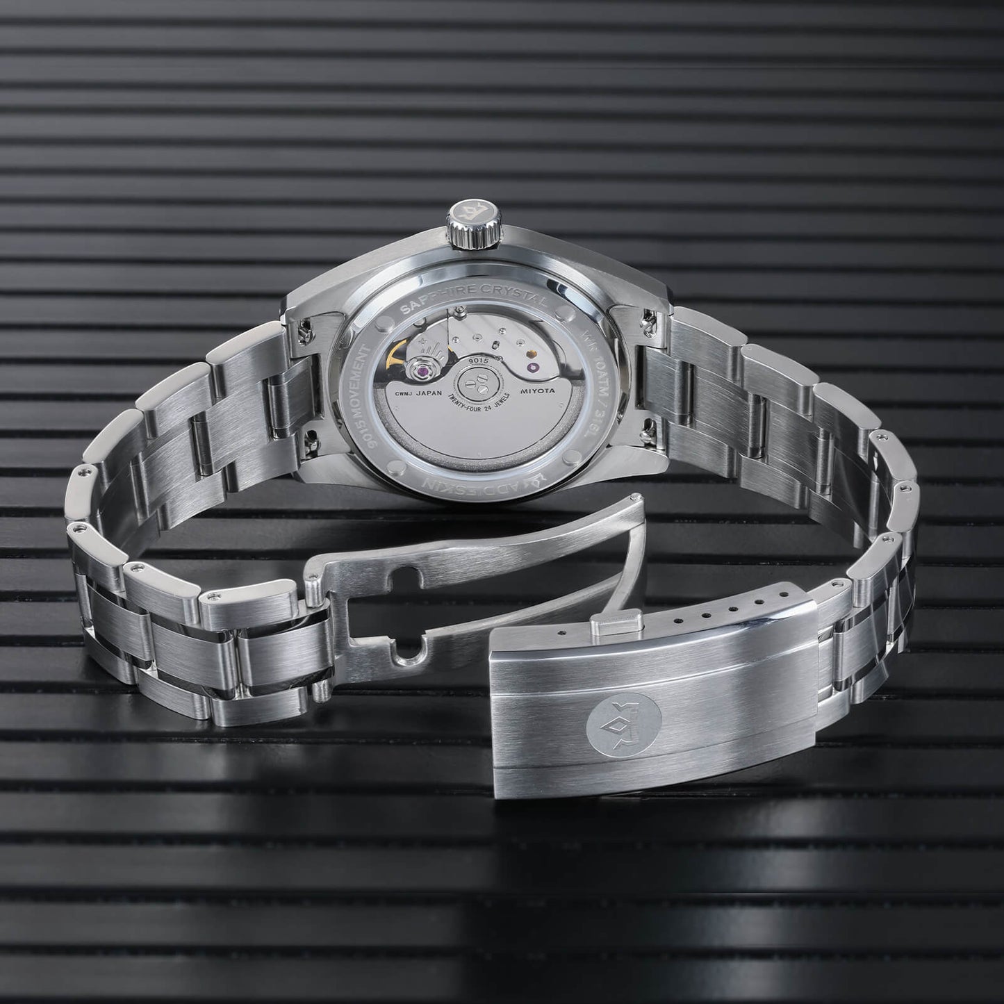 AddiesKIN Orologio da uomo K003 con quadrante effetto ghiaccio crepato, 38 mm, movimento Miyota 9015