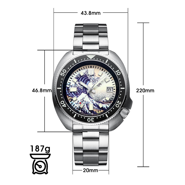 Orologio subacqueo ADDIESIVE con vetro zaffiro sintetico e quadrante luminoso 200M H8-Surf