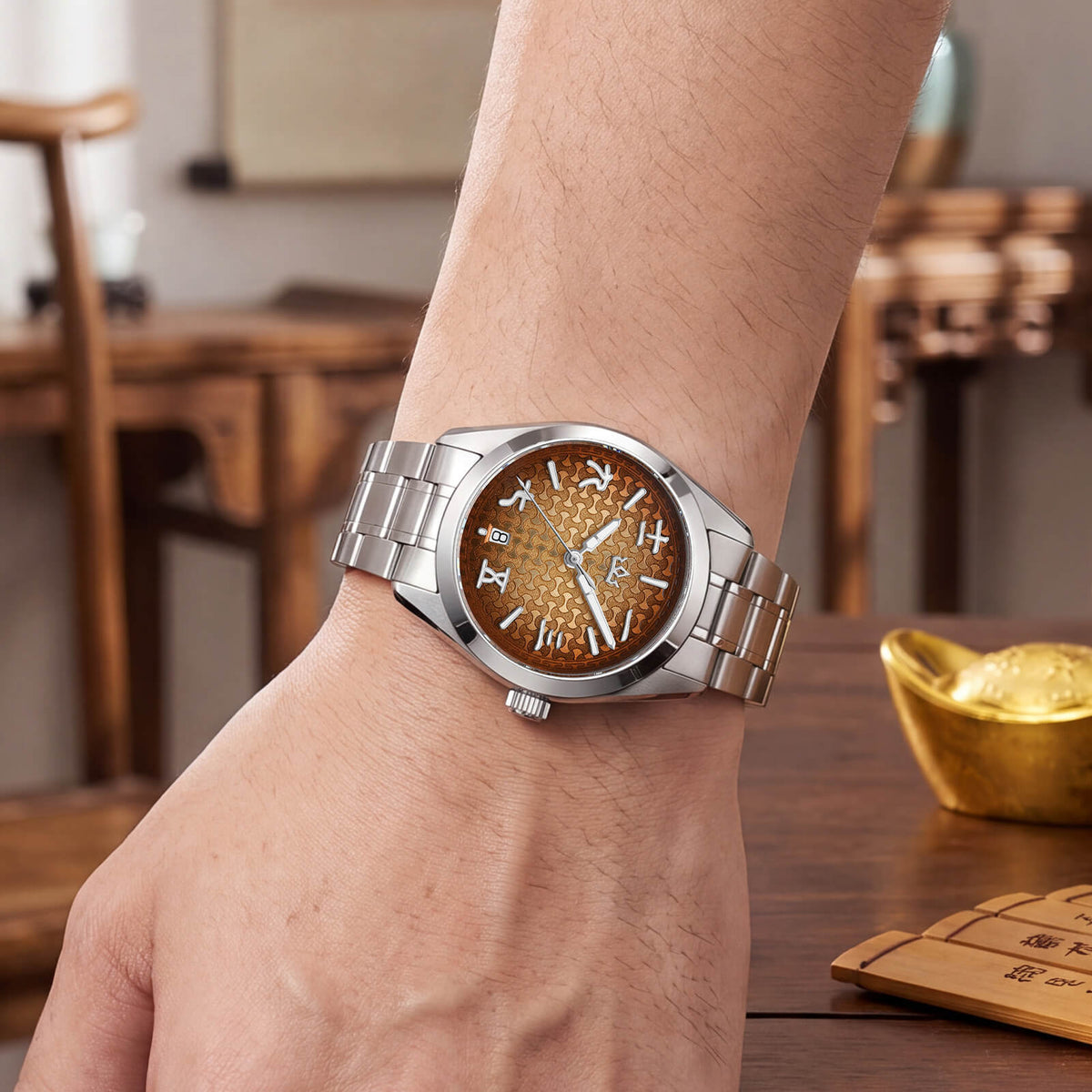 🔥SALDI D'AUTUNNO 🔥 Orologio automatico AddiesKIN K011 da 38 mm con quadrante a motivo "lingotto" e movimento 9015