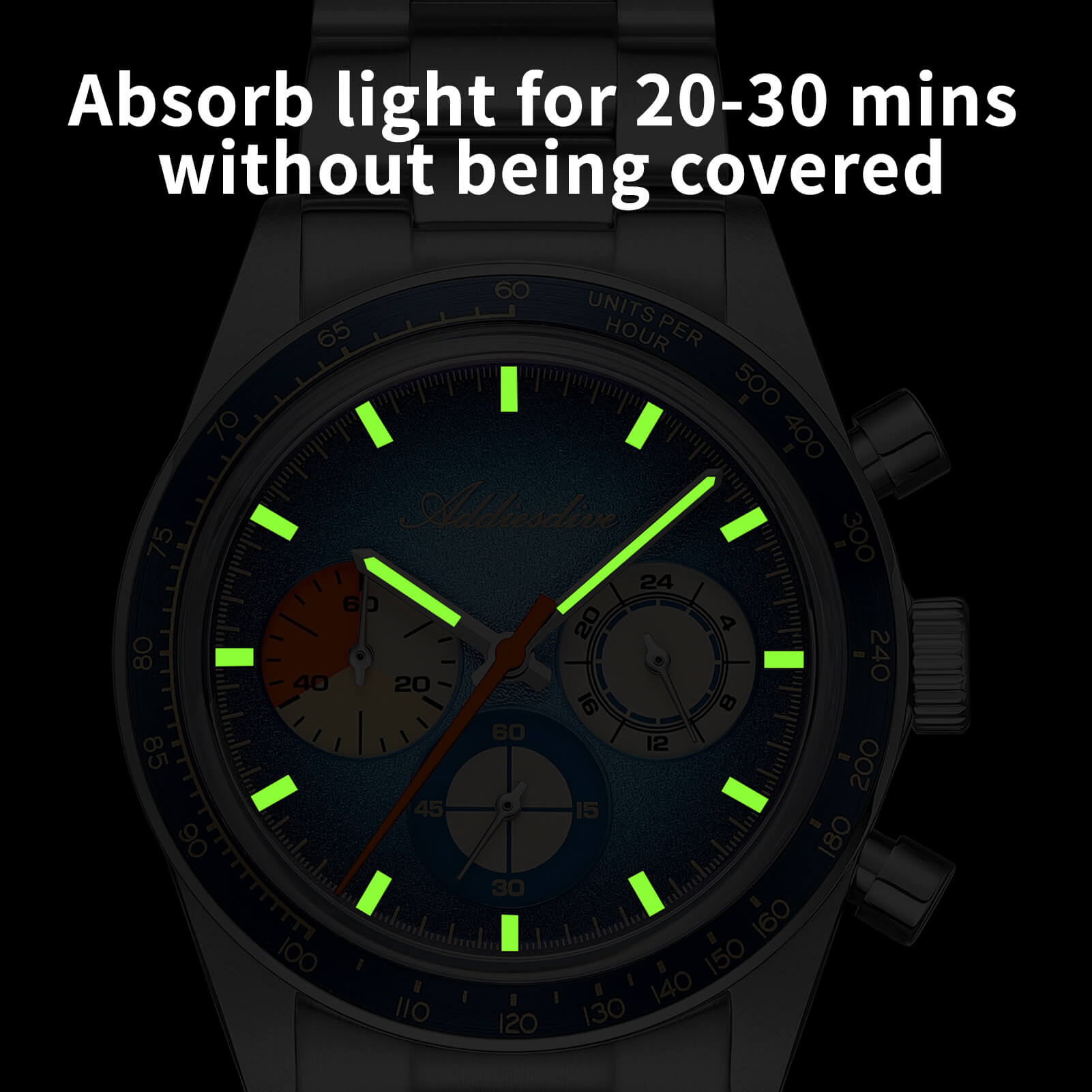 ADDIESDIVE 37mm Orologio Cronografo al Quarzo di Lusso AD2551