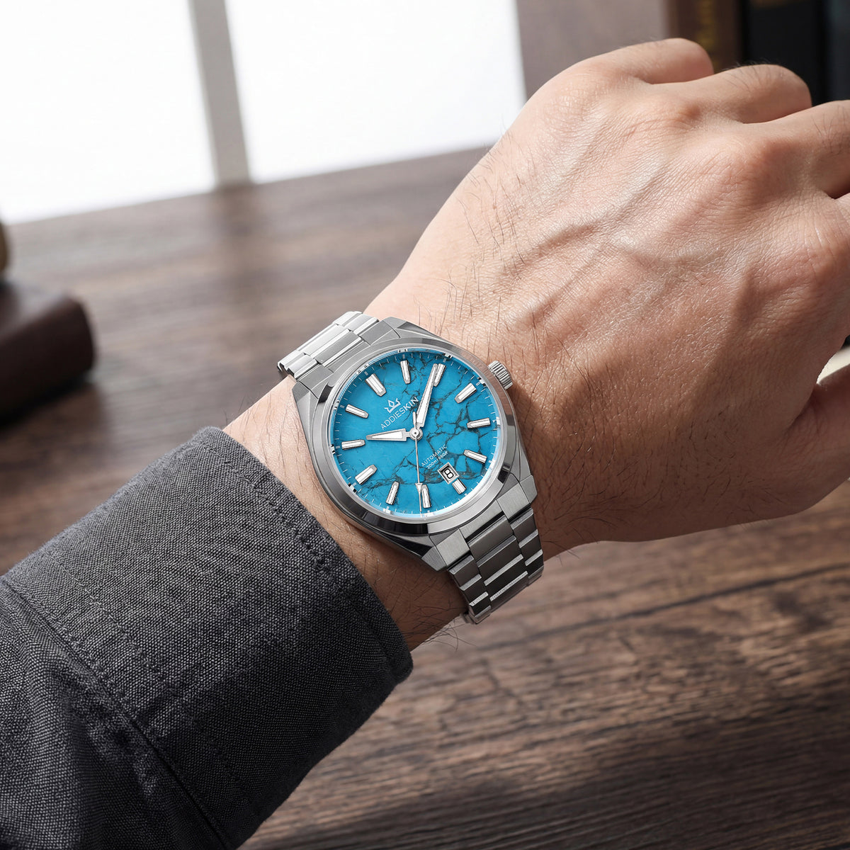 🔥SALDI D'AUTUNNO 🔥 Orologio automatico di lusso AddiesKIN K010 da 40 mm con quadrante in pietra naturale e movimento Miyota 9015