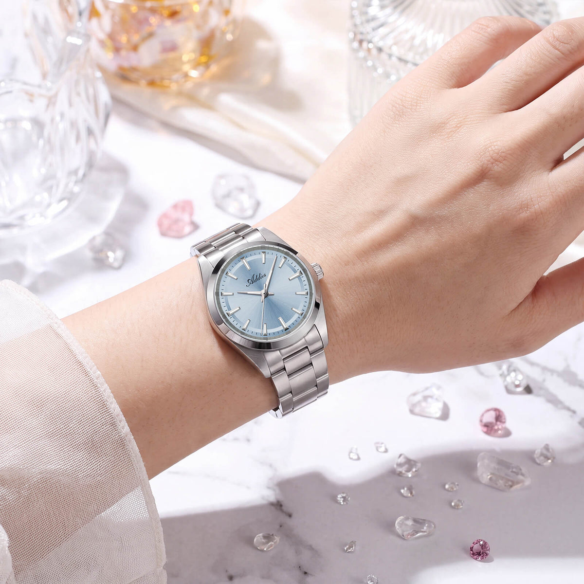 Addiesdive AW25908 Orologio da Donna al Quarzo 31mm con Quadrante Sunburst e Vetro Zaffiro