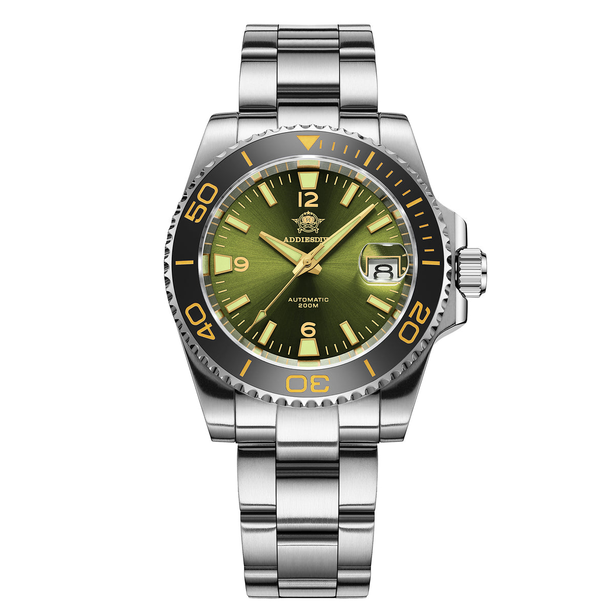 Orologio subacqueo automatico da uomo Addiesdive con BGW9 Super Lume AD2085 Verde