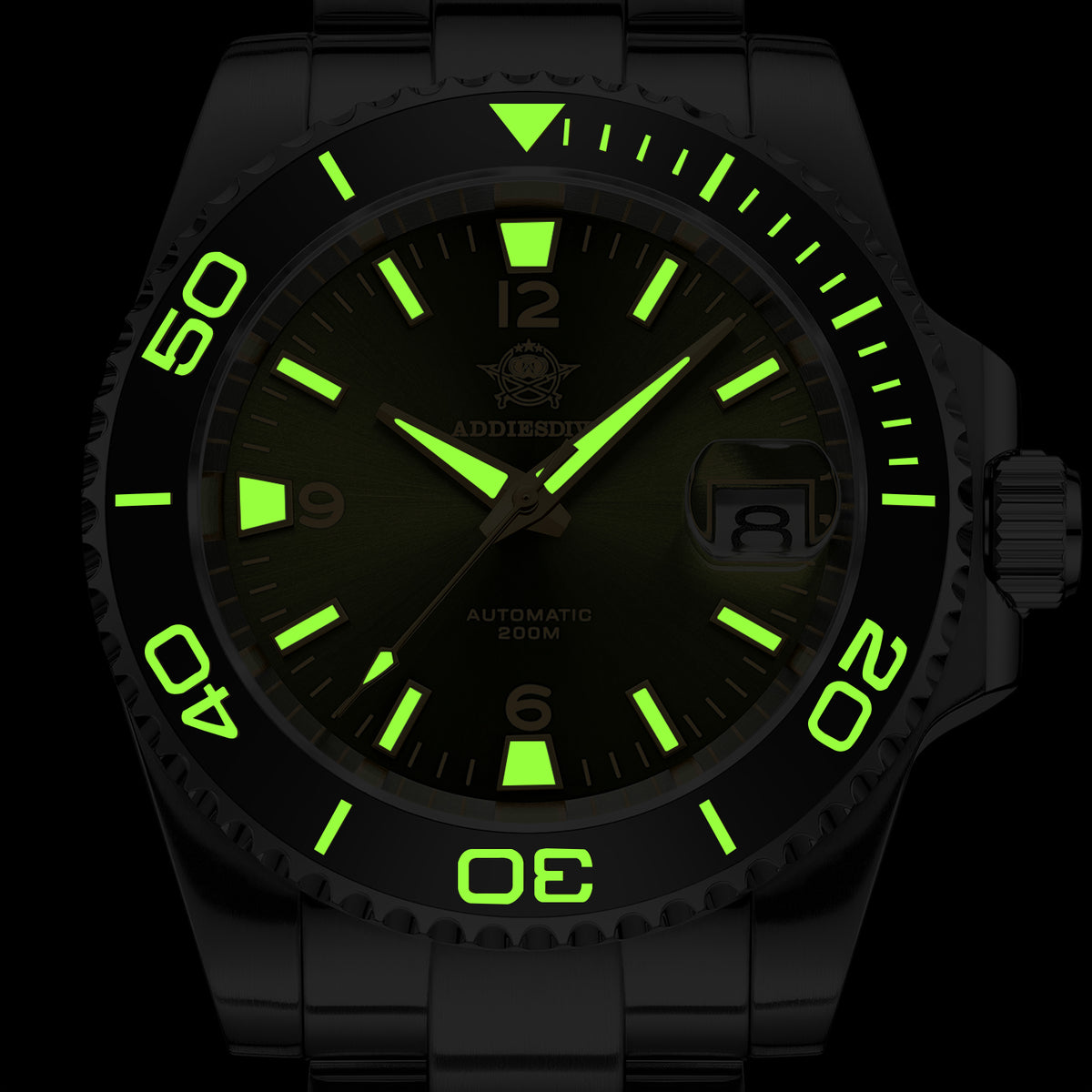 Orologio subacqueo automatico da uomo Addiesdive con BGW9 Super Lume AD2085