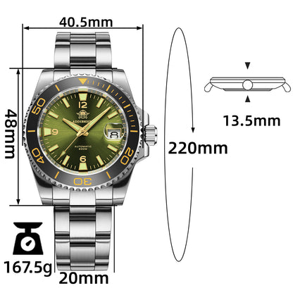 Orologio subacqueo automatico da uomo Addiesdive con BGW9 Super Lume AD2085