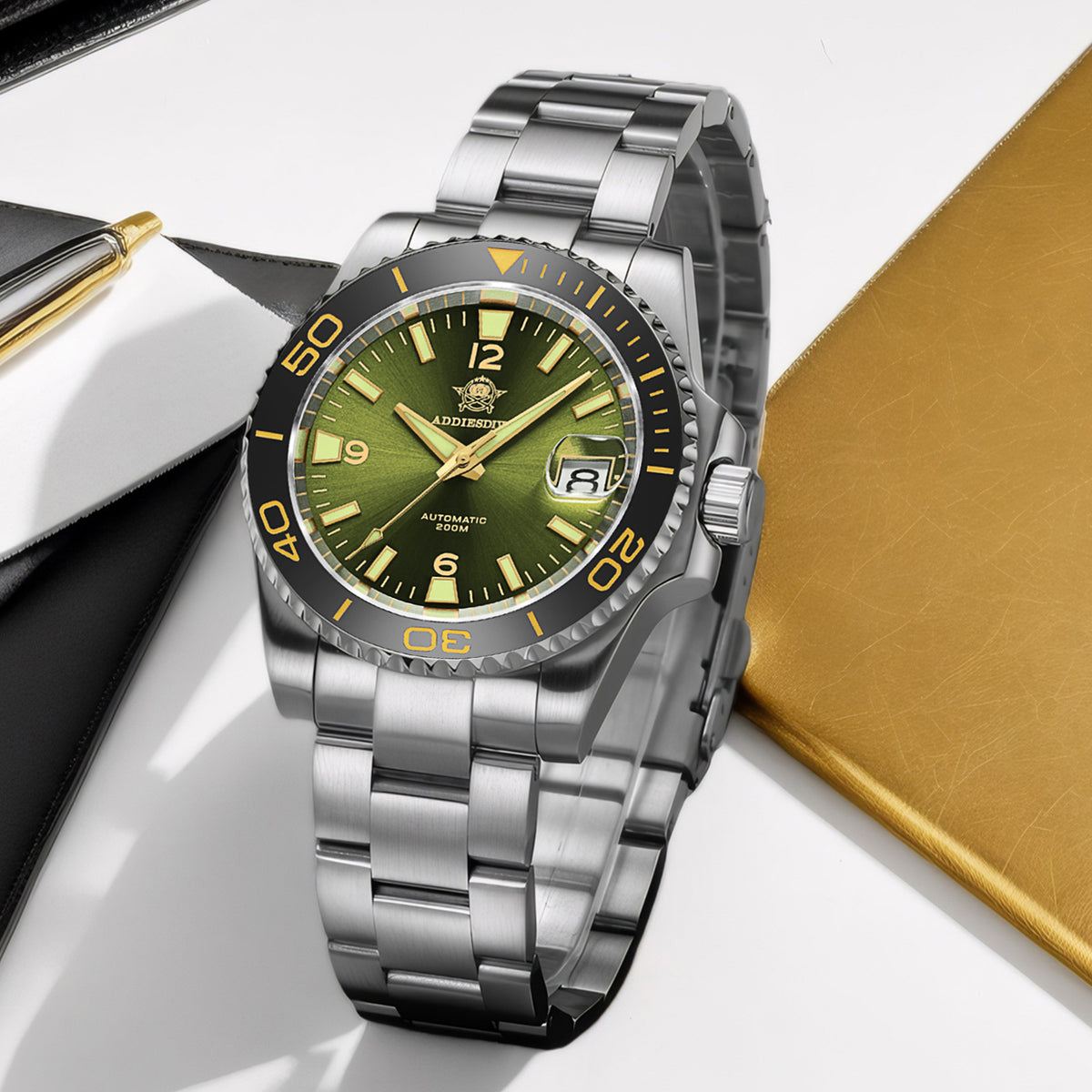 Orologio subacqueo automatico da uomo Addiesdive con BGW9 Super Lume AD2085