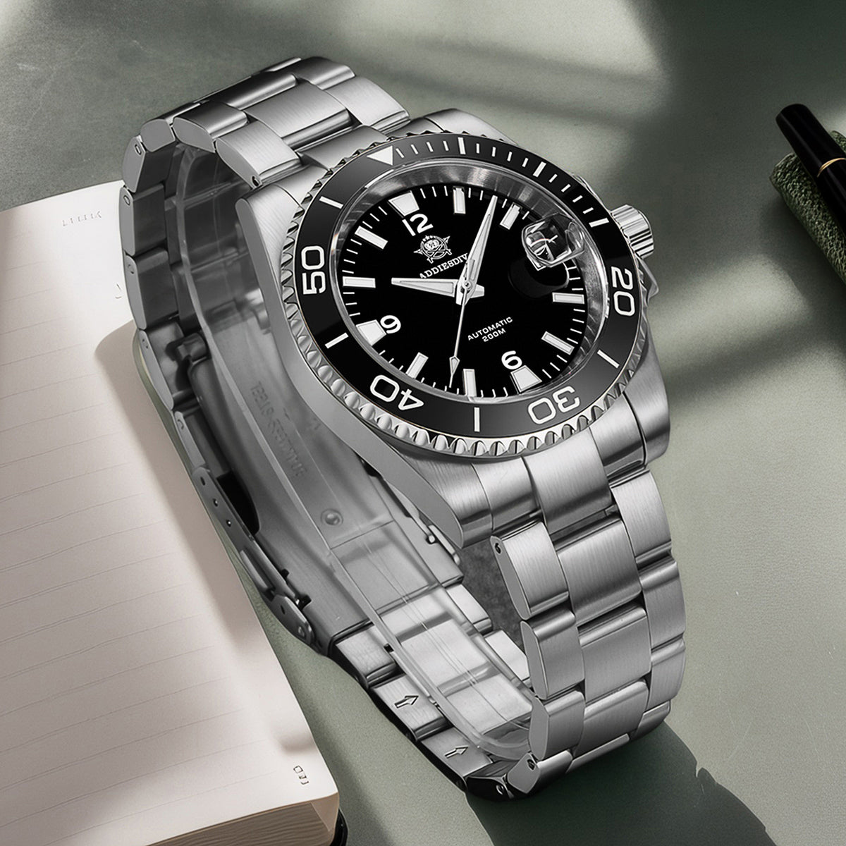 Orologio subacqueo automatico da uomo Addiesdive con BGW9 Super Lume AD2085