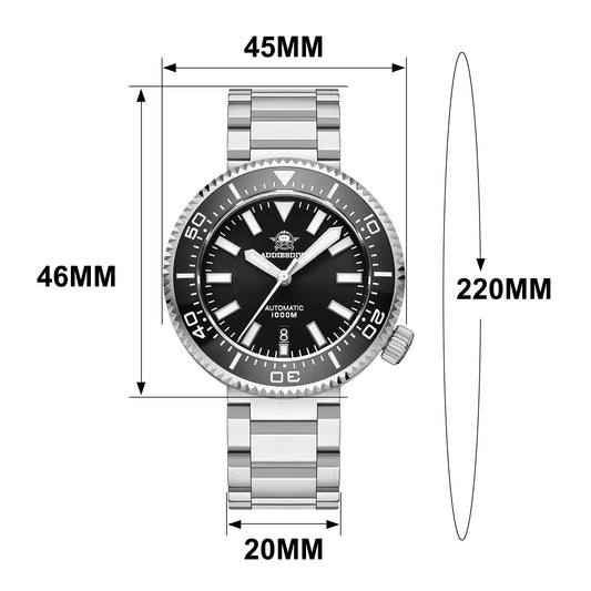 ★Magazzino italiano★Orologio subacqueo professionale ADDIESDIVE 1000m, movimento 8215, 45mm (AD2523)