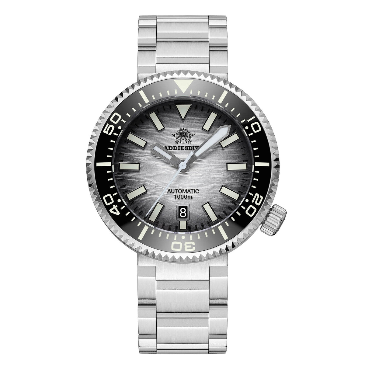 ★Speciale Capodanno★Addiesdive 46mm 1000m Orologio Subacqueo AD2069 Grigio Sfumato