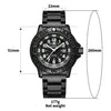 Quartz Sports Watch Men 24 Hours Luminous Black Stainless Steel
