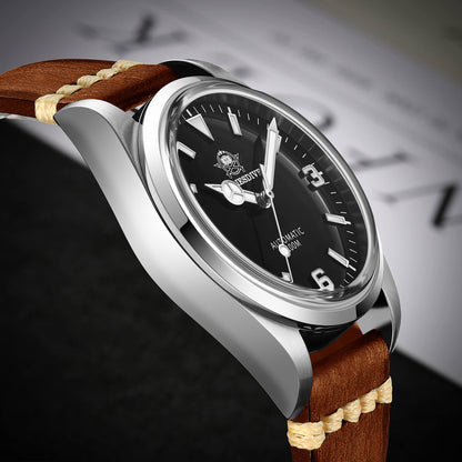 ADDIESDIVE Orologio Pilota Automatico 38mm 100M (AD2112-cinturino in pelle)