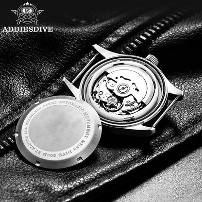 <Versione sterile>ADDIESDIVE®Pilot Black Dail Elegante Orologio Automatico Uomo Diver 200M H2