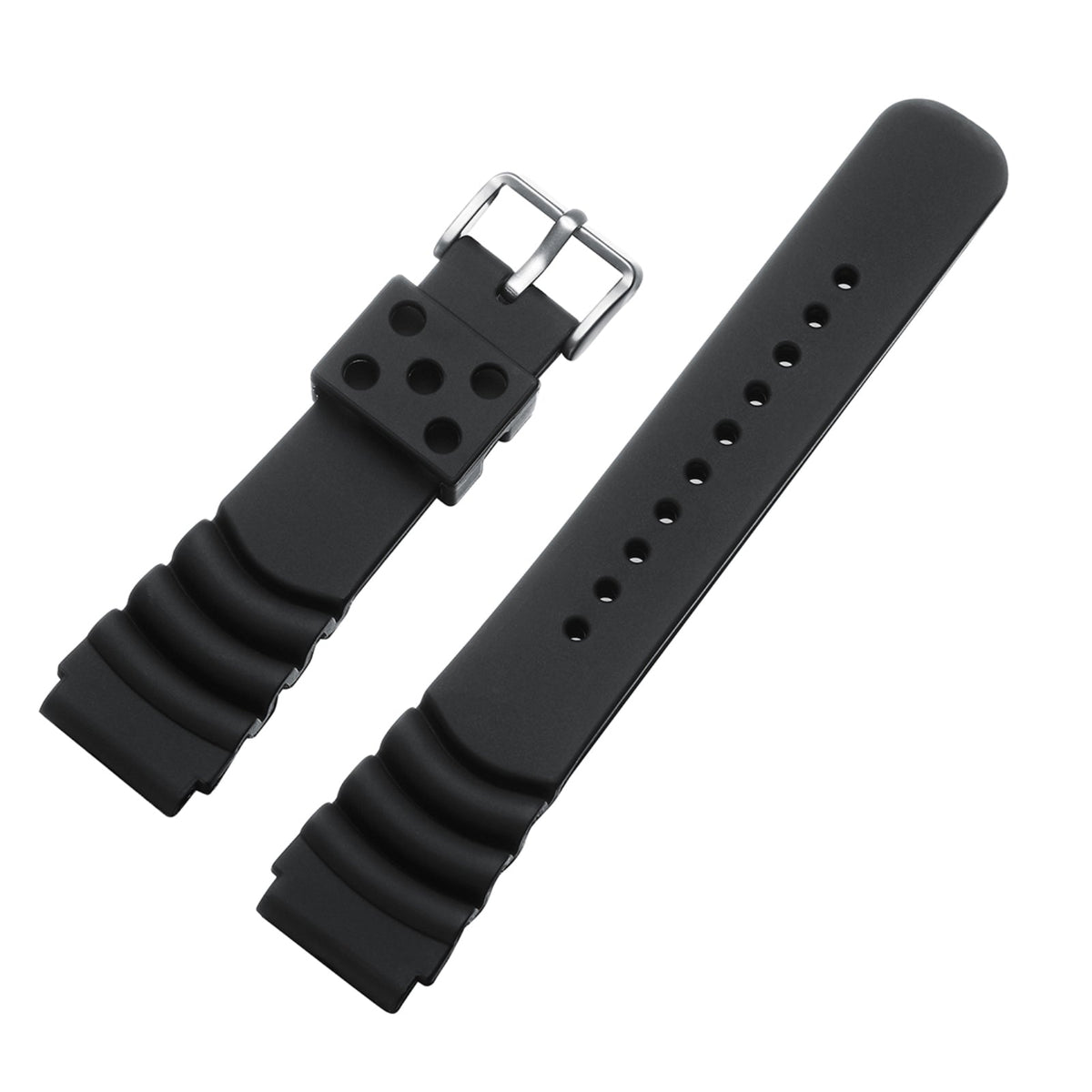 Cinturino in silicone per orologi da uomo Diver Nero 20 mm 22 mm