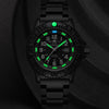 Quartz Sports Watch Men 24 Hours Luminous Black Stainless Steel