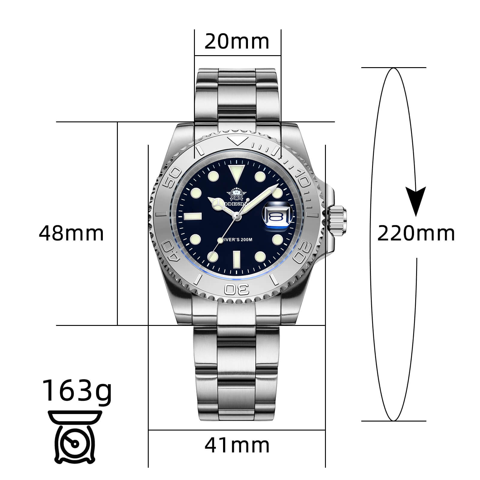 ★Speciali settimanali★Addiesdive Orologio al Quarzo 41mm Diver's 200M (MY-H3C)