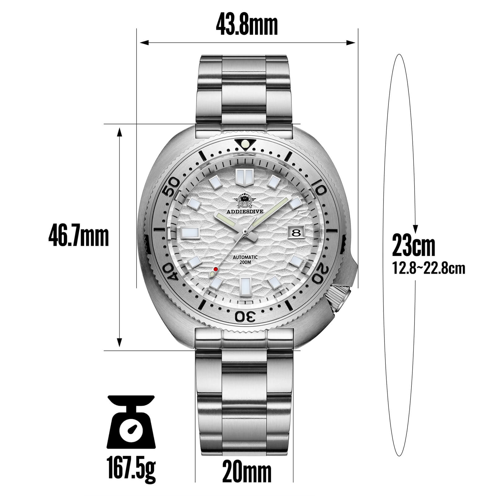 ADDIESDIVE Orologio Subacqueo Automatico 200 Metri Impermeabile AD2117