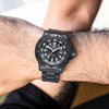 Quartz Sports Watch Men 24 Hours Luminous Black Stainless Steel