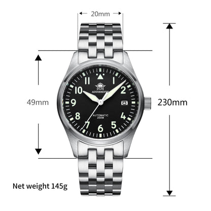 ADDIESDIVE® Pilot watch|movimento automatico NH35A Nastro in acciaio (MY-H2)