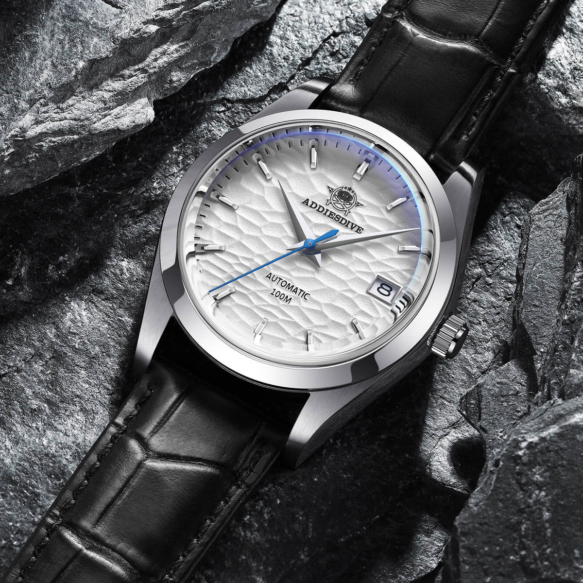 ADDIESDIVE automatico quadrante bianco con cinturino in pelle nera AD2118