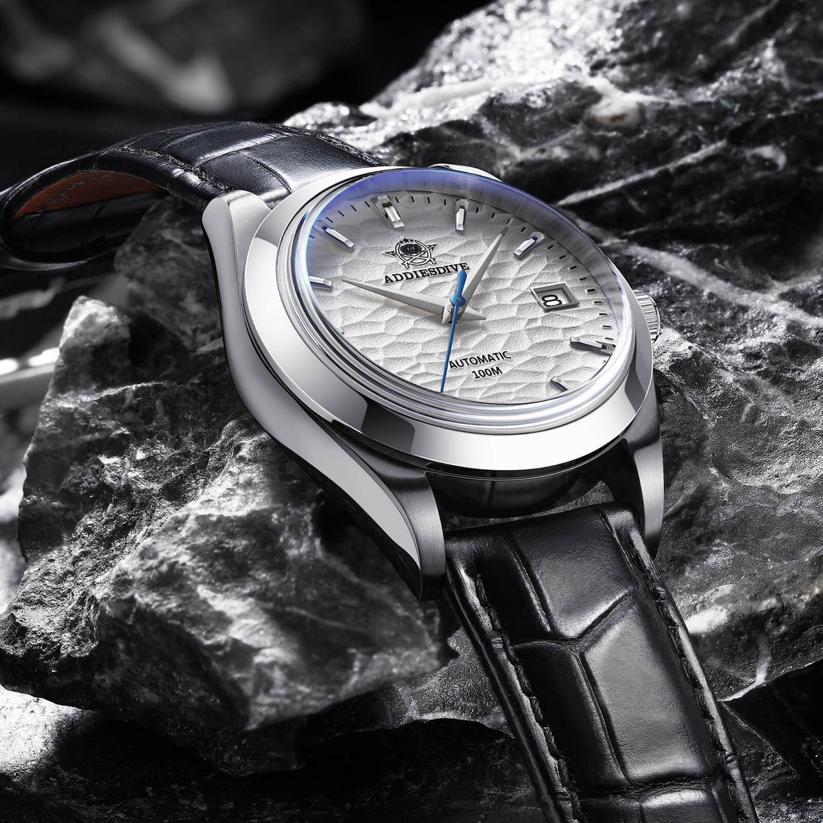 ADDIESDIVE automatico quadrante bianco con cinturino in pelle nera AD2118