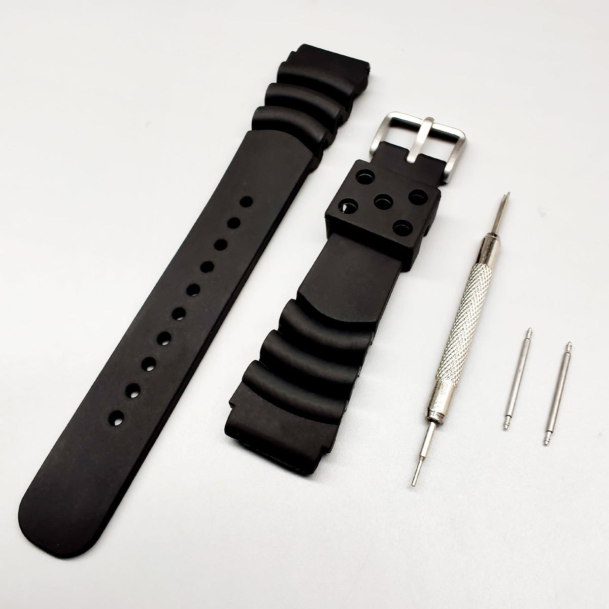 Cinturino in silicone per orologi da uomo Diver Nero 20 mm 22 mm