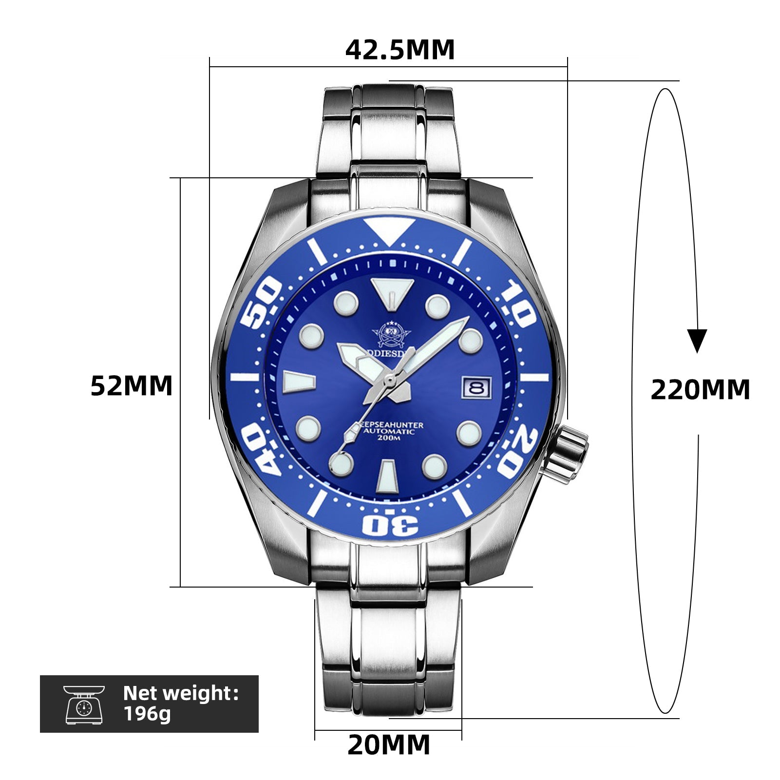 🔥ADDIESDIVE Orologio 🔥 subacqueo professionale da uomo 44,5 mm (MY-H10)