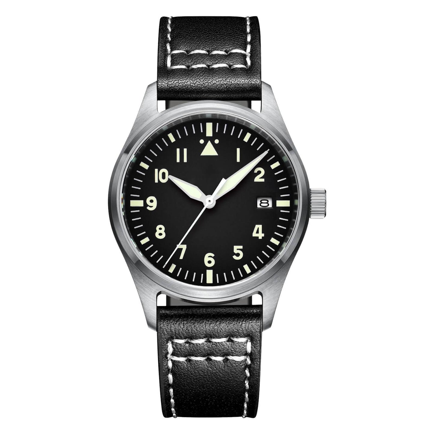 <Versione sterile>ADDIESDIVE®Pilot Black Dail Elegante Orologio Automatico Uomo Diver 200M H2 cinturino in pelle