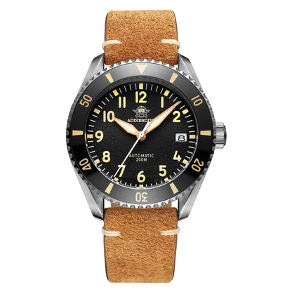 ADDIESDIVE® 2-in-1 Pilot diver orologio automatico diver 200M (MY-H9) leather strap