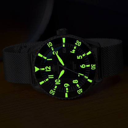 ADDIESDIVE Orologio Automatico da uomo con cinturino in maglia di acciaio inossidabile Diver 200M H9