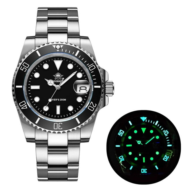 ★Speciale Capodanno★ADDIESDIVE Orologio al quarzo per uomo Diver 200M (H3-2QZ) black