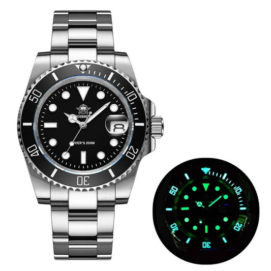 ★Speciale Capodanno★ADDIESDIVE Orologio al quarzo per uomo Diver 200M (H3-2QZ) black